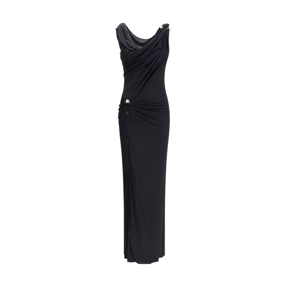 Versace Draped Gown Women Black Dresses